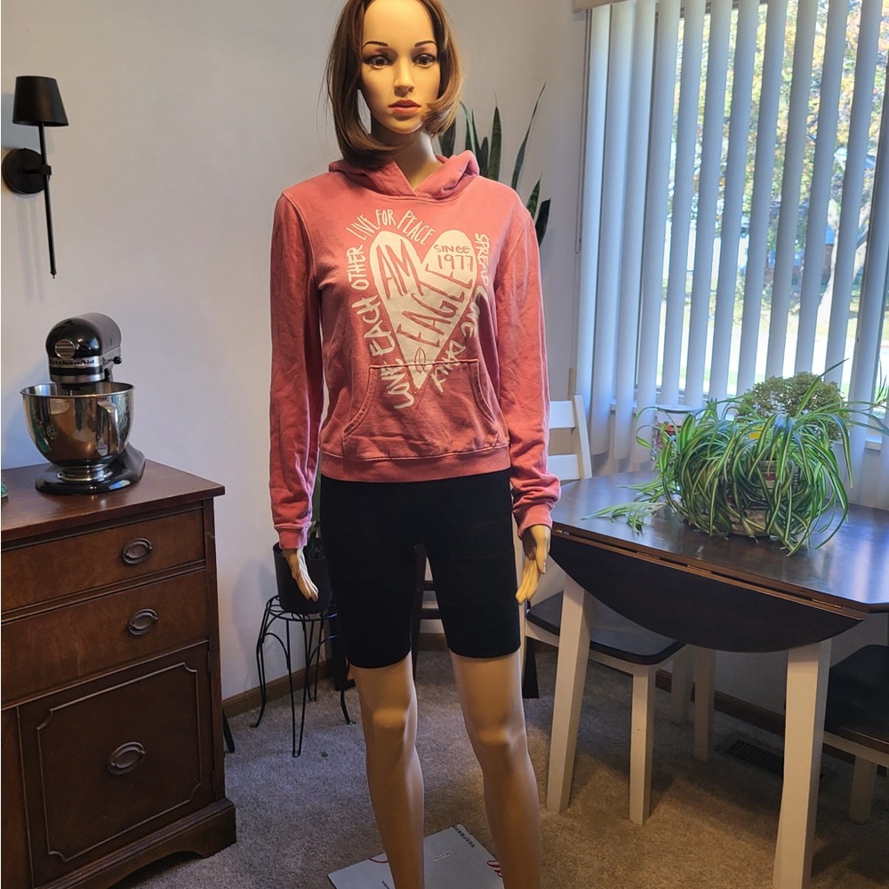 American Eagle Outfitters Pink Heart Graphic Hoodie